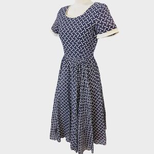 Vintage Marshall Field Young Chicago Shop Purple Geometric Fit Flare Dress AS IS